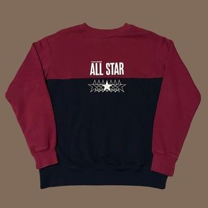 Magenta and Navy Blue Converse Embroidered Crewneck Sweatshirt Women's Small